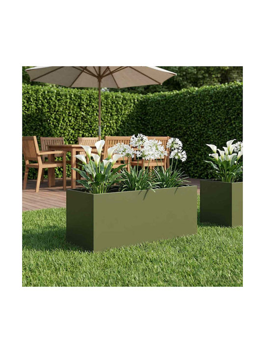 vidaXL Ghiveci Metalic Verde Măsliniu 80x40x40cm