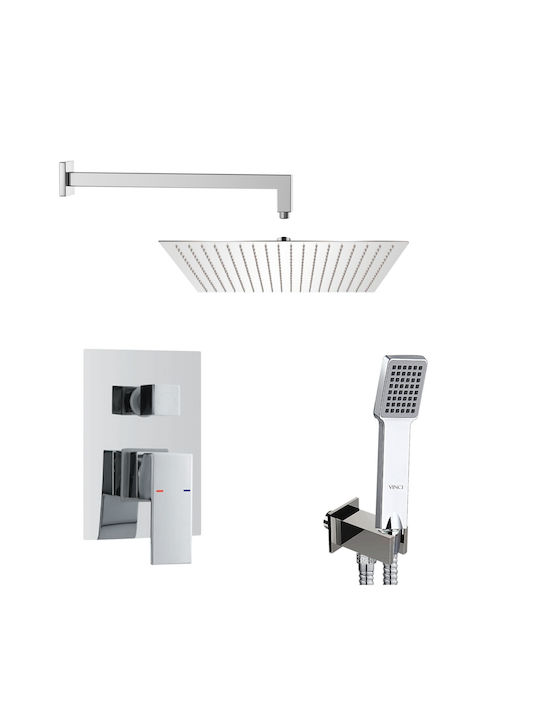 Vinci Cube Ii Built-in Mixer & Shower Head Set for Shower Silver