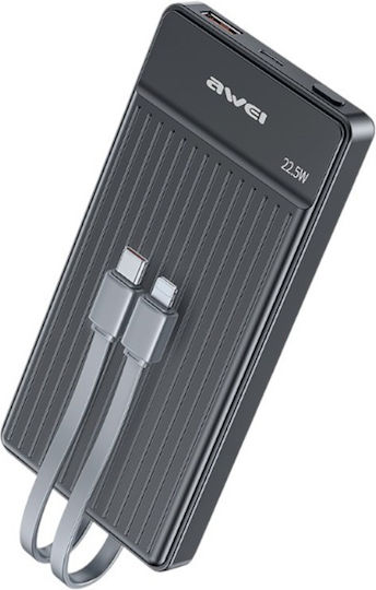 Awei P88K Power Bank 10000mAh 22.5W with USB-A Port and USB-C Port Black