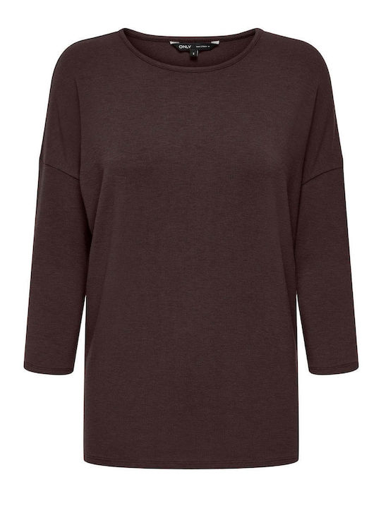 Only Damen Bluse mit 3/4 Ärmel Braune
