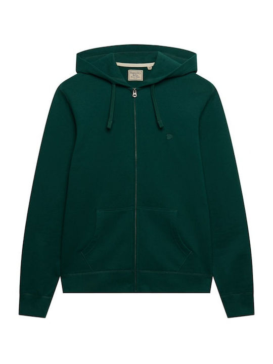 Superdry Varsity Ζακέτα Varsity Green με Κουκούλα