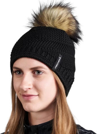 Beanie Damen Fleece Strickmütze in Schwarz
