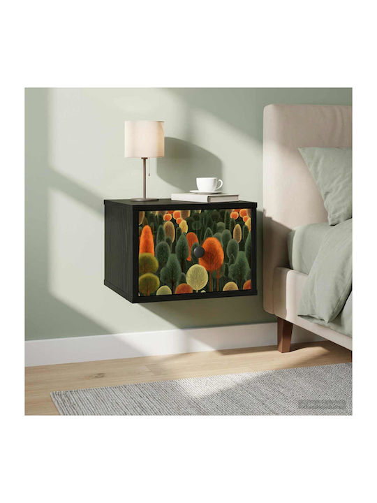 Нощно Шкафче Дървено Черно 36x33x25см