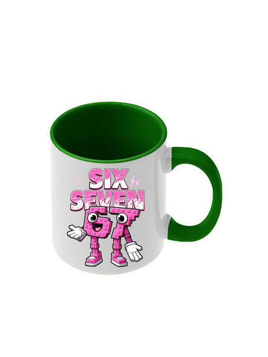 Mug Six-Seven Green Handle Interior