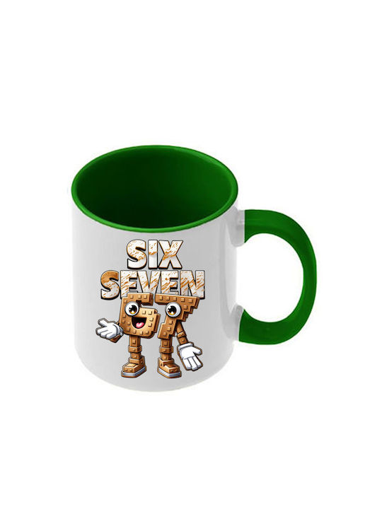 Mug Six-Seven Green Handle Interior