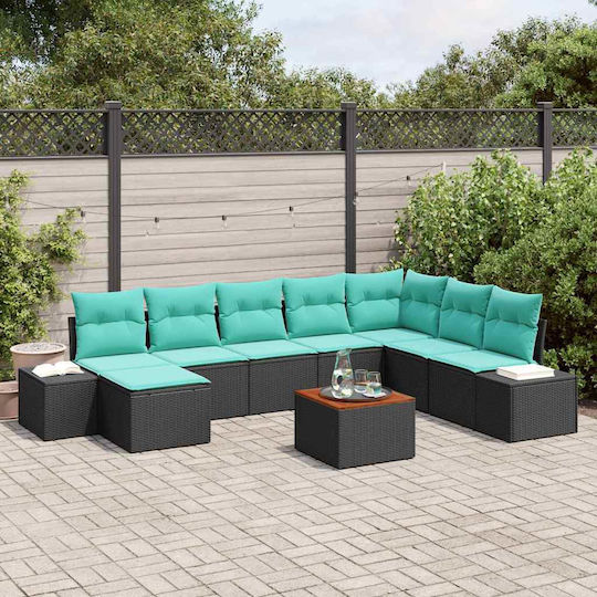 Garden & Outdoor Furniture Sets Living Room Set 9 Pieces Turquoise with Pillows