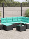 Garden & Outdoor Furniture Sets Living Room Set 6 Pieces Turquoise with Pillows