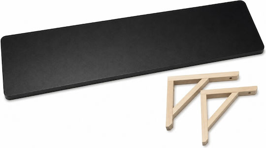 Wandregal Schwarz 120 x 23 cm mit Kaffee Halterungen - Holzregal für Bibliothek Wandregal Schwarz 120 x 23 cm mit Kaffee Halterungen - Holzregal für Bibliothek