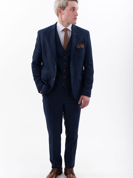 Men's Suit with Vest Blue