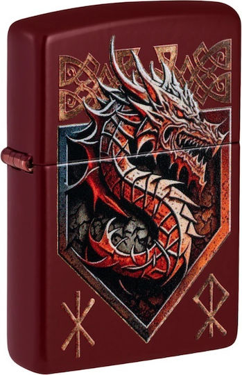 Zippo Dragon Shield Запалка Пламък в Червен цвят