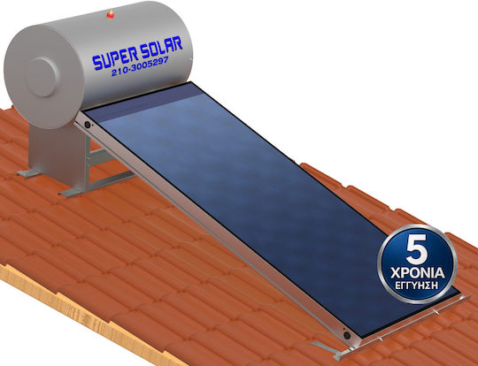 Super Solar Ηλιακός Θερμοσίφωνας 200lt Glass Διπλής Ενέργειας 2.4τ.μ. Κεραμοσκεπής Επιλεκτικός