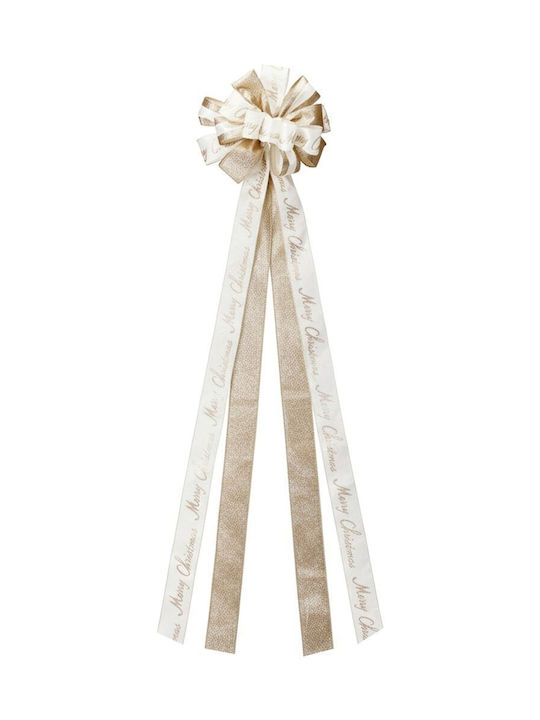 Top Bow Illuminated Fabric Ecru 33x130cm with Glitter
