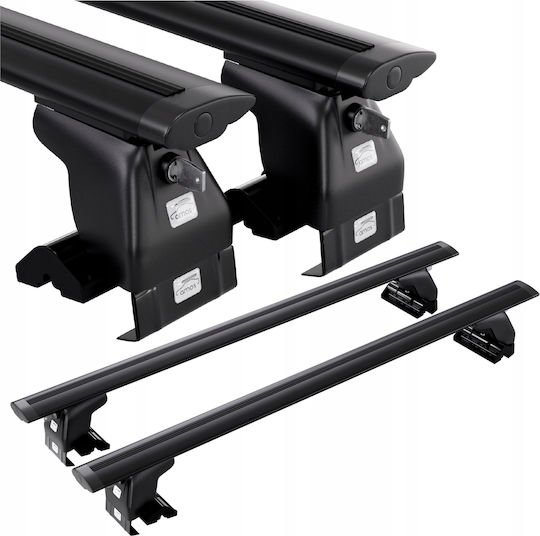 Amos Aluminum Car Roof Bars for Ford Taurus 4D 2000-2006 Set with Roof Rack Legs Black