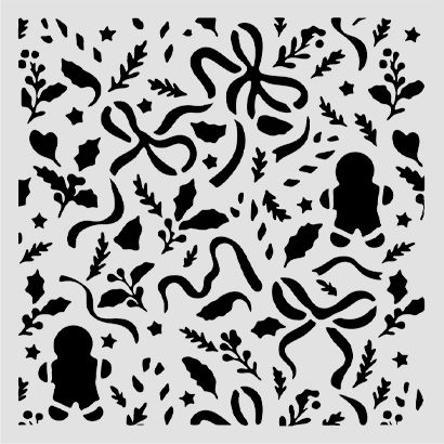 Thick Stencil Stamperia 12x12cm Christmas Φιόγκοι Gingerbread