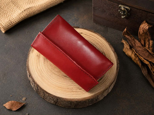 Gk Shoes Gk Shoes Leder Tabaktasche Handgefertigt mit Magnetverschluss 10x16.5cm Tabak Rote