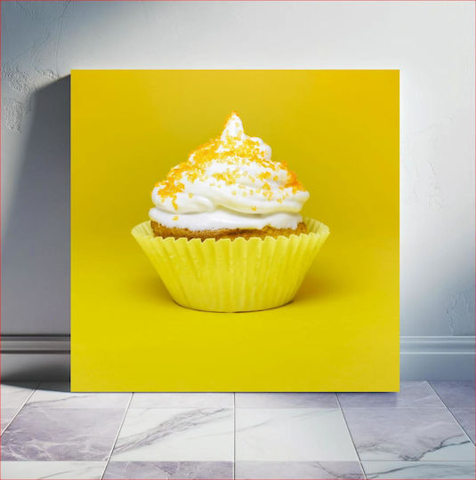 Painting Bright Cupcake On Yellow Background Bright Cupcake Yellow Background 110x110