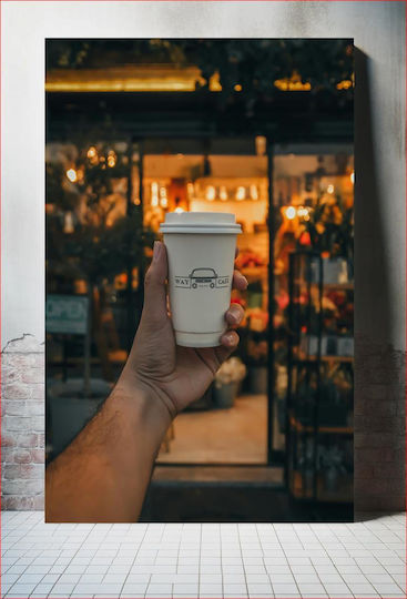 Panou Hand Holding Coffee Cup In Cafe Mână Ținând Ceașcă De Cafea În Cafenea 115x170