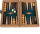 Manopoulos Walnut Wooden Checkers & Dice for Backgammon Handmade Green / Brown 20cm