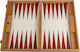 Manopoulos Leatherette Wooden Checkers & Dice Set for Backgammon Handmade Beige / Red / Brown