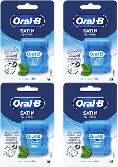 Oral-B Satin Floss Ață Dentară Cerată Cu Aromă De Mentă 50m 4 Bucăți