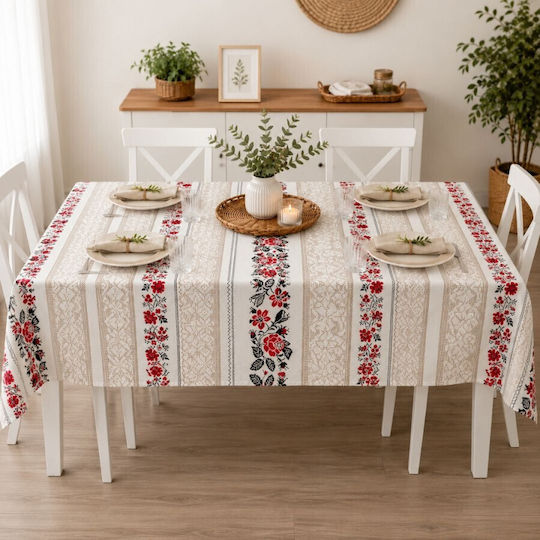 Pucioasa Τραπεζομάντηλο Βαμβακερό Κόκκινο 160x220εκ.