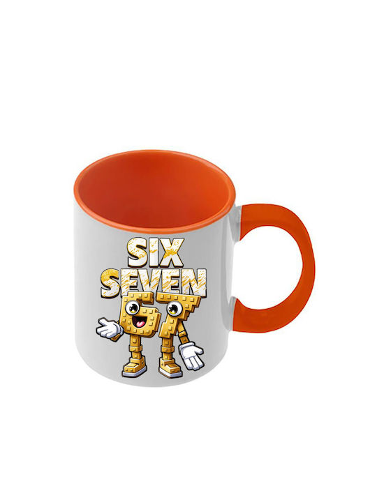 Mug Six-Seven Orange Handle Interior