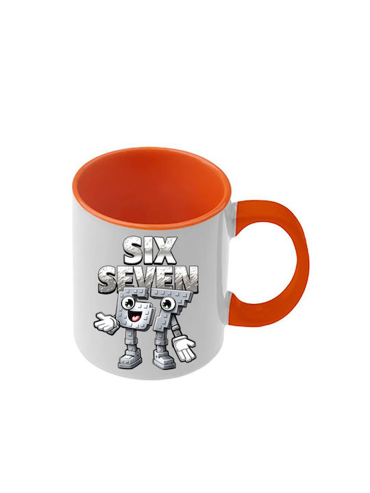 Mug Six-Seven Orange Handle Interior