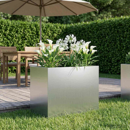 vidaXL Metallic Silver Flower Pot 60x40x50cm