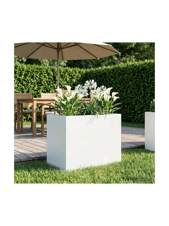 vidaXL Ghiveci De Flori Metalic Alb 60x40x50cm