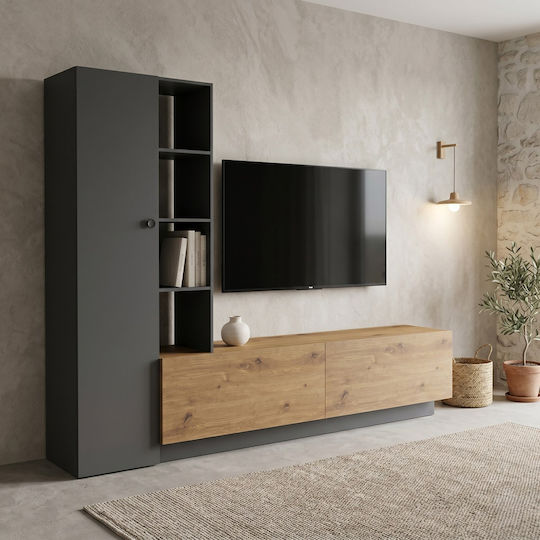 Bibliotecă Living Tilveo Antracit L230xL41.5xÎ180cm Bibliotecă Living Tilveo Antracit L230xL41.5xÎ180cm