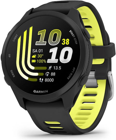 Garmin Forerunner 170 43 мм Водоустойчив Смарт часовник с Пулсомер (Черен с Черна/Жълта Каишка)
