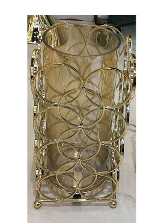 Iliadis Metal Candle Holder In Gold Colour 13x32x31cm