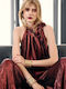 Women's Sleeveless Blouse with Neck Tie Burgundy