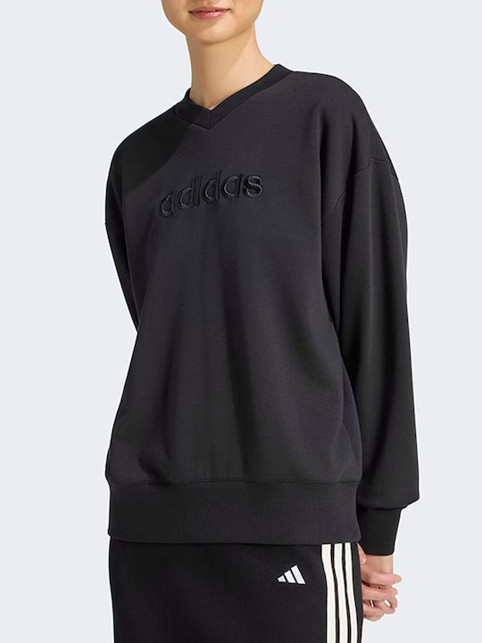 adidas Damen Bluse Baumwolle Langärmelig mit V-Ausschnitt Schwarz