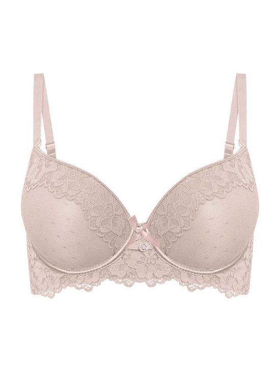 Celestino Women's Bra Lace Strass Detail Beige