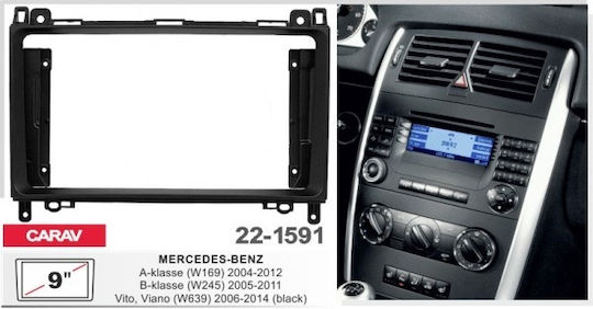 Car Stereo Frame Kit 9 Inch Front Panel and Can Bus Frame for Mercedes A-Class W169 W245 Vito Viano Black
