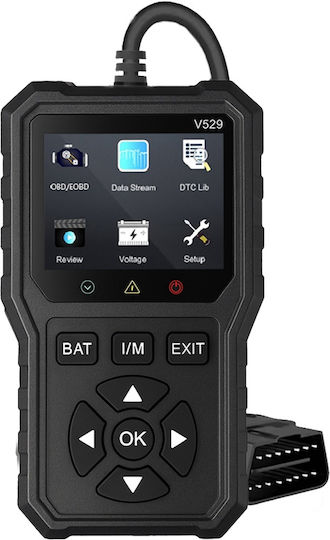 Obd2 Auto Diagnostic Tester Foxsur V529 Battery Test Dtc Lookup 10 Languages Engine Codes O2 Sensor Evap Freeze Frame I M Black