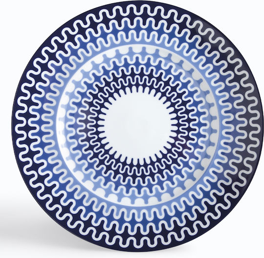 Ionia Illusion Serving Platter of Blue Porcelain with Diameter 30cm