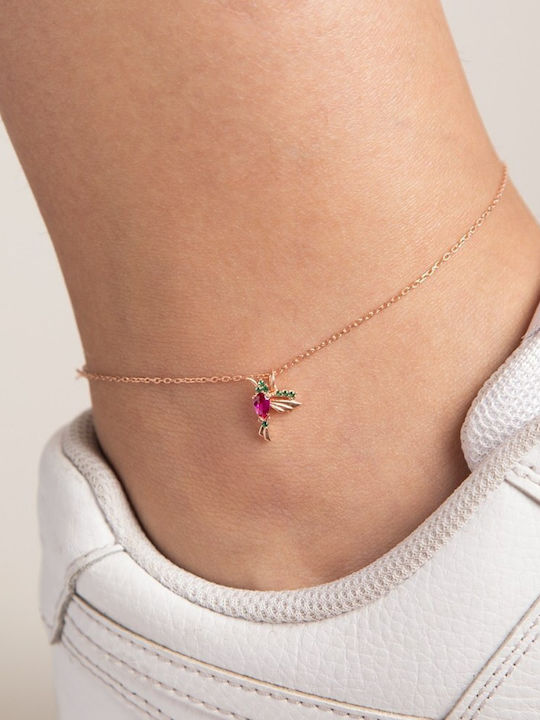 Elika Silver Gold Plated Anklet from Silver Pink