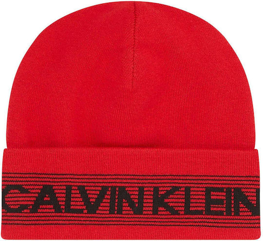 Beanie Unisex Σκούφος Πλεκτός σε Κόκκινο χρώμα