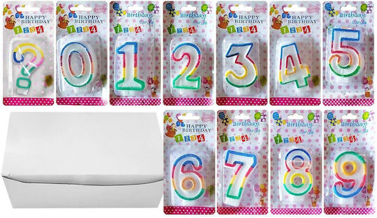 Birthday Candle Number Card=14x7cm Candle=6.5cm HOMie 3773 12 Pieces