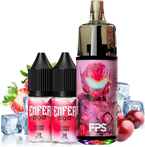 FPS Tank 30K Комплект капсули 10ml с Интегриранa батерия 1000mAh (2x 10ml) Cherry Strawberry