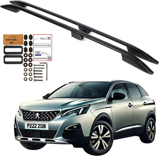 Bare De Acoperiș Peugeot 3008 Suv 2009-2016 Negre Din Aluminiu Durabile Solide
