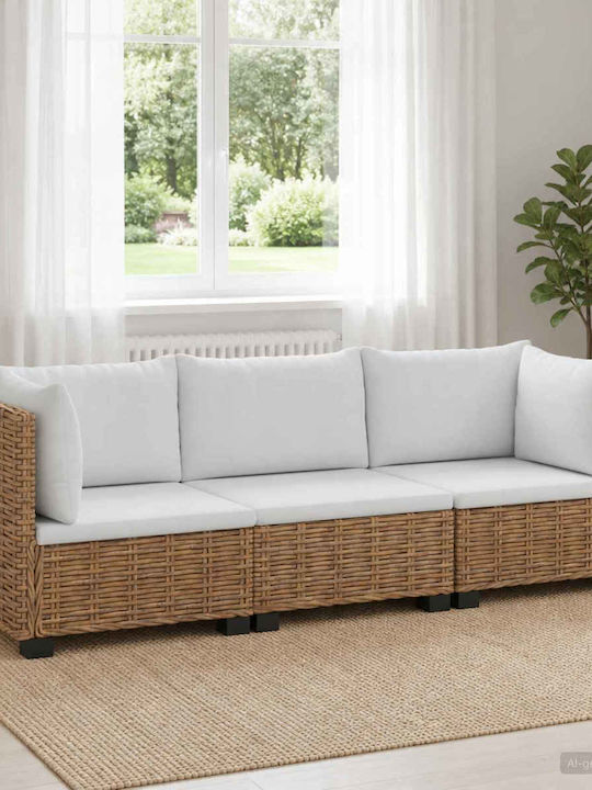 Τριθέσιος Καναπές Εξωτερικού Χώρου Rattan με Μαξιλάρια
