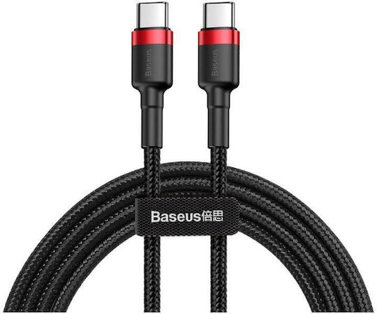 Baseus Cafule Braided USB 2.0 Cable USB-C male - USB-C 60W PD Μαύρο 2m CATKLF-H91