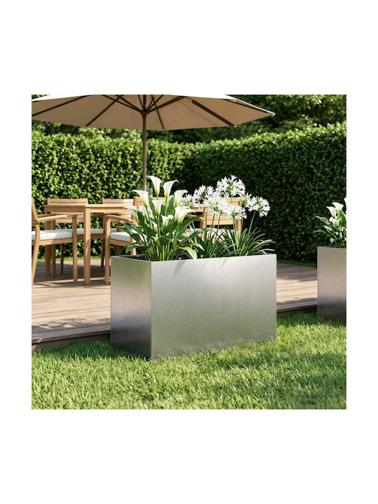 vidaXL Metallischer Silberner Pflanzgefäß 50x40...
