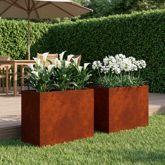 vidaXL Set of 2 Metallic Rusty Flower Pots 60cm