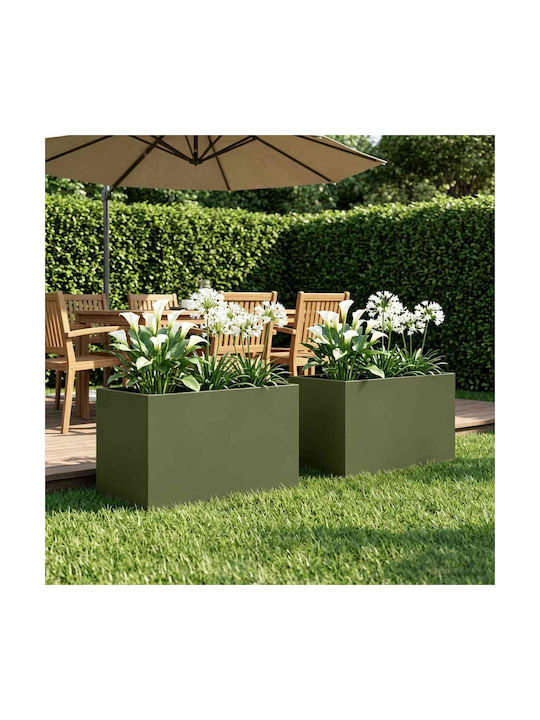 vidaXL Set of 2 Metallic Olive Flower Pots