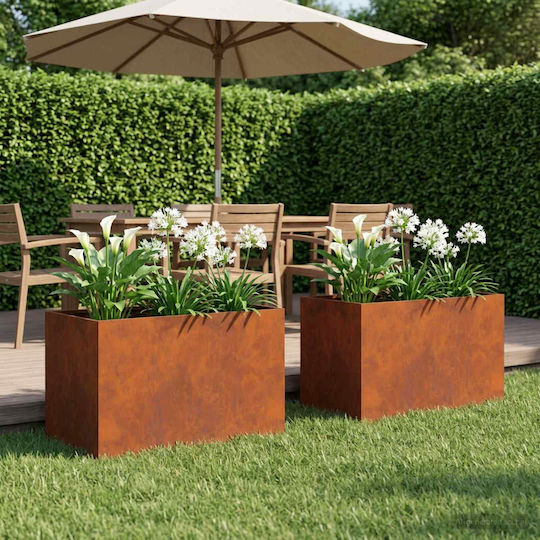 vidaXL Set of 2 Metallic Rusty Flower Pots 60cm