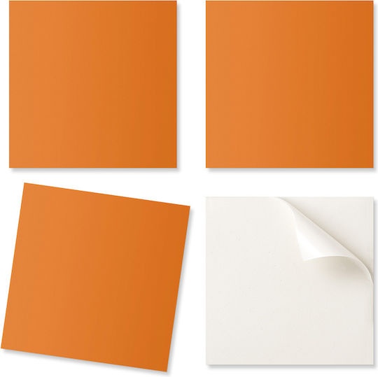 Vinyl Tile Set Living Room Design Orange Stickers 4x50x50 Pcs